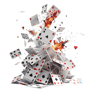Exploding Pile of Playing Cards and Dice in a Fiery Blaze A Dramatic 3D Render png