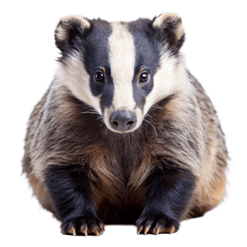 Closeup of an Adorable European Badger Sitting on Black Background png