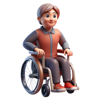 wonderful contemporary Portrait of a person in a wheelchair, empowered and confident, with dynamic lighting and strong lines, in a heroic style exclusive png