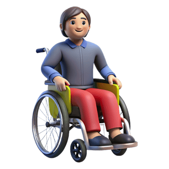 magnificent minimalist Portrait of a person in a wheelchair, empowered and confident, with dynamic lighting and strong lines, in a heroic style high resolution png