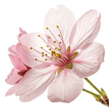 Closeup of a Delicate Pink Almond Blossom with Visible Veins and Stamens png
