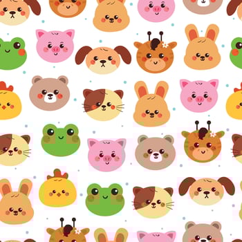 seamless pattern cute cartoon animals head. cute animal pattern, for wallpaper vector