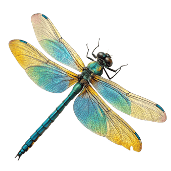 Vibrant Dragonfly with Iridescent Wings Detailed Closeup Macro Photography png