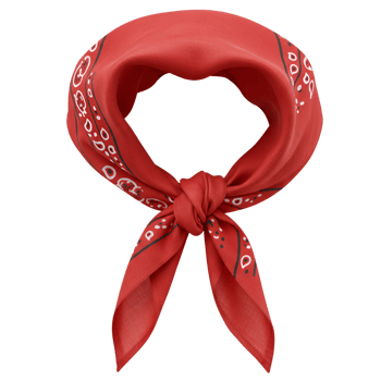 Classic Red Bandana Tied in a Knot Isolated on Black png
