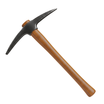 Classic Pickaxe with Wooden Handle Isolated on Black png