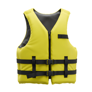 Bright Yellow Life Vest Safety Equipment for Water Sports and Boating png