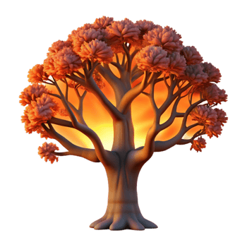 wonderful minimalist A gnarled oak tree silhouetted against a fiery sunset, dramatic lighting, painterly style 4K png