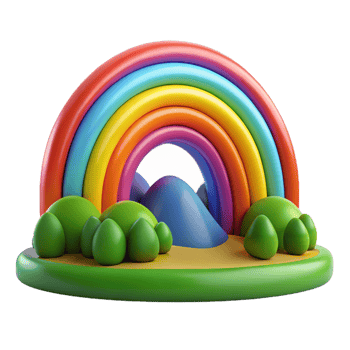 extraordinary minimalist A rainbow arching over a green valley, vibrant colors, fantasy style professional png