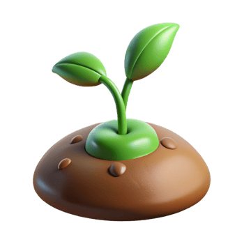 magnificent rustic A sprouting seed pushing through the soil, soft light, life cycle theme professional png