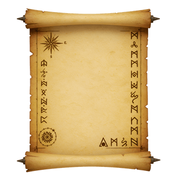 Ancient Parchment Scroll with Runes and Symbols Blank Template png