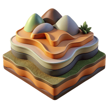 impressive contemporary An abstract representation of a landscape, using layered textures and earthy colors, in a textured, impressionist style authentic png