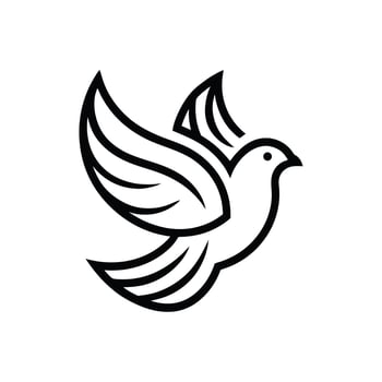 a dove, line art illustration isolated on a white background vector