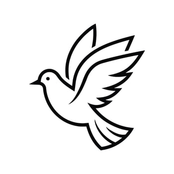 dove of peace flying line art illustration vector