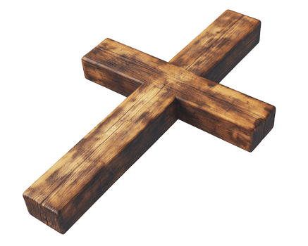 classic wooden cross with rustic texture, symbolizing faith and spirituality. This simple yet profound design evokes sense of peace and reflection png