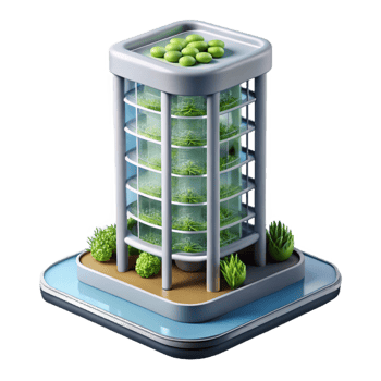 elegant artistic A vertical farm skyscraper with integrated agriculture, futuristic and sustainable premium png