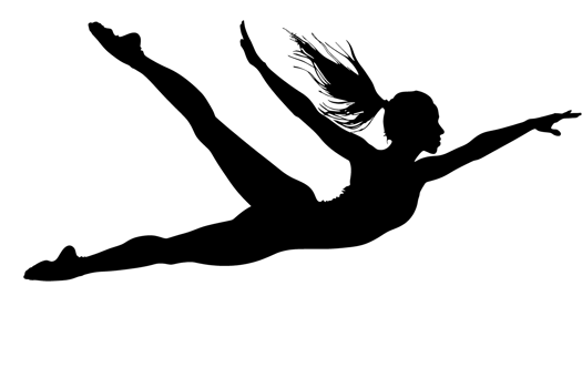 A black silhouette of a female gymnast png