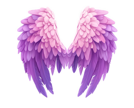 Beautiful pink and purple angel wings with detailed feather textures, perfect for fantasy themes and artistic designs png