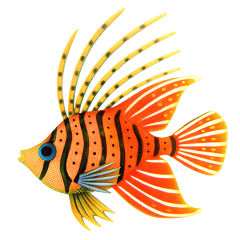 Striking Lionfish Illustration Vibrant Orange and Yellow Tropical Fish Artwork png