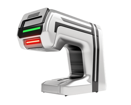 modern barcode scanner with LED lights, designed for efficient scanning and inventory management. This device enhances productivity in retail and logistics environments png