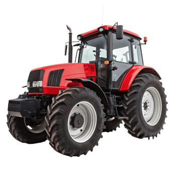 Powerful Farm Tractor with Large Tires and Modern Design png