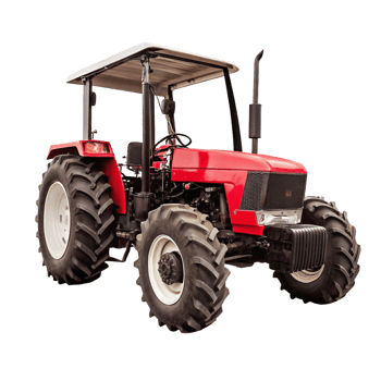 Powerful Red Farm Tractor with Canopy and Large Tires png
