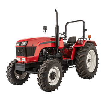 Powerful Red Farm Tractor with Large Tires for Agricultural Work png