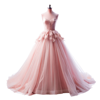 Elegant Pink Ball Gown Wedding Dress with Lace Appliques png