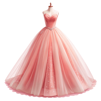 Elegant Peach Pink Ball Gown Wedding Dress with Sparkle Details png