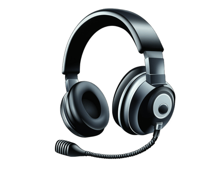 Professional headset with microphone for customer support and communication png