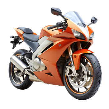 Sleek Orange Sportbike Motorcycle Detailed Closeup View png
