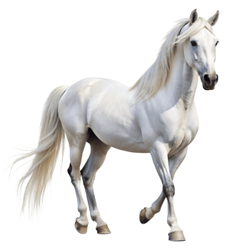 Majestic White Horse in Motion Against a Black Background png