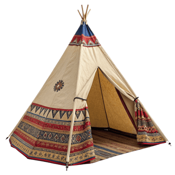 Beautiful Childrens Teepee Play Tent with Native American Design and Pattern png