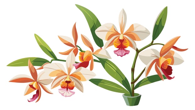 Orchid flower, pink, yellow and purple, white background orchid flowers isolated on white background vector