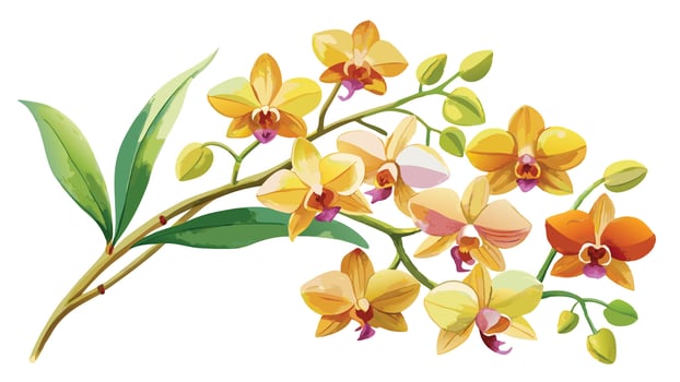 Orchid flower, pink, yellow and purple, white background orchid flowers vector