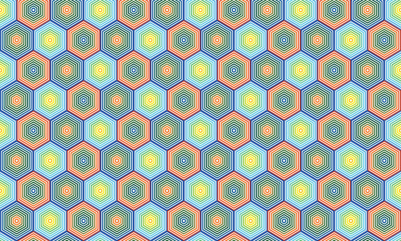Vibrant Hexagonal Geometric Pattern with Optical Illusion Effect vector