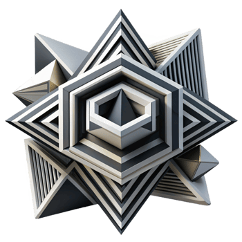 stunning artistic A complex, layered composition of geometric shapes and lines in contrasting black and white, with a sharp, graphic light, op art style exclusive png