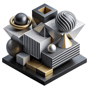 impressive classic A complex, layered composition of geometric shapes and lines in contrasting black and white, with a sharp, graphic light, op art style 4K png