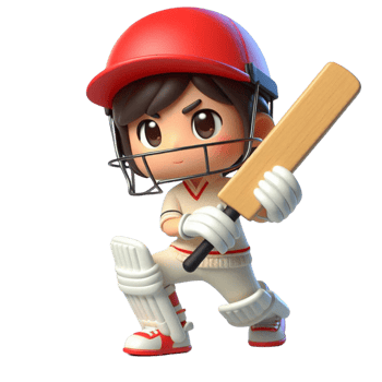 Cartoon Cricket Character Holding Bat png