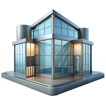 magnificent traditional International Style architecture, minimalist design, glass and steel, clear light, modern style exclusive png