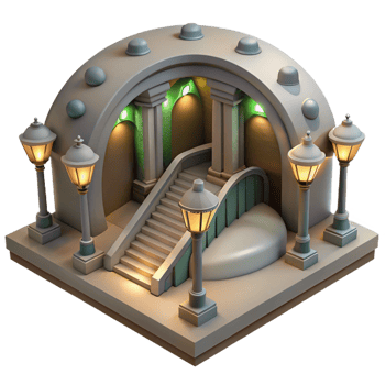 extraordinary rustic Underground architecture, subterranean spaces, artificial lighting, dramatic atmosphere 4K png