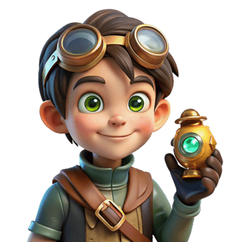 stunning minimalist A portrait of a steampunk child with oversized goggles and a mischievous grin, holding a miniature robotic companion, lit by a soft, playful light original png
