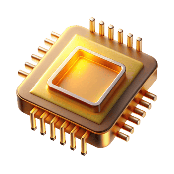 stunning rustic A single microchip, intricate details etched onto its surface, glowing with a warm golden light, macro photography style 4K png