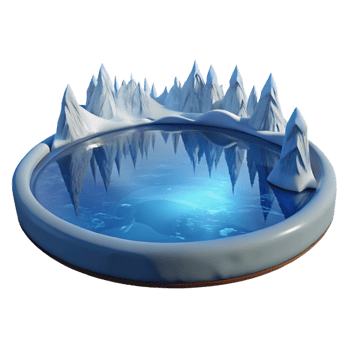 impressive artistic A frozen lake reflecting the winter sky, cool, crisp lighting, minimalist style detailed png