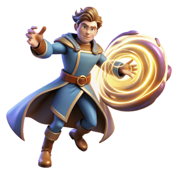 magnificent minimalist A Powerful Sorcerer Conjuring a Swirling detailed png