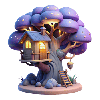 dramatic minimalist A Whimsical Treehouse Nestled in the professional png