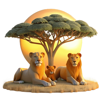wonderful minimalist A Regal Lion Pride Resting Beneath the detailed png