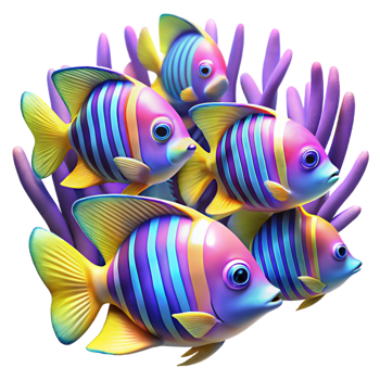 extraordinary artistic A School of Neon Colored Angelfish genuine png