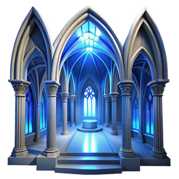 beautiful traditional Gothic Cathedral Interior Ethereal Blue high resolution png