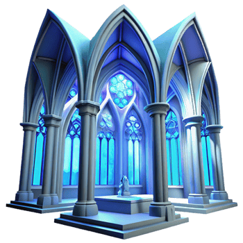 serene rustic Gothic Cathedral Interior Ethereal Blue high resolution png