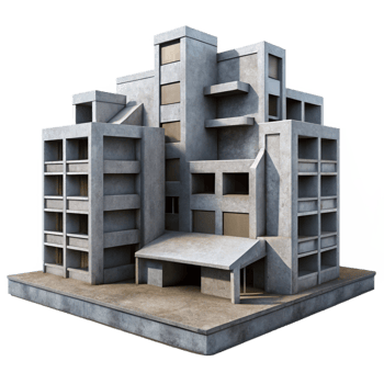 magnificent abstract Brutalistic Concrete Apartment Complex genuine png